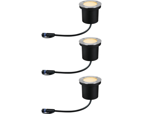 Paulmann Plug & Shine LED Bodeneinbauleuchte Basisset insektenfreundlich 3x4,5W 180 lm 2200 K Ø 98/96 mm anthrazit 230/24 V