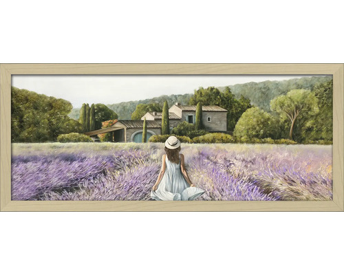 Gerahmtes Bild Lavendelfeld 60x130 cm