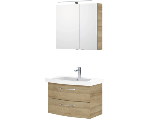 Badezimmer Set mit Waschtischunterschrank, Waschbecken und Spiegelschrank