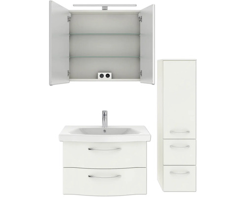 Badmöbelset mit Spiegelschrank, Waschbeckenunterschrank und Hochschrank