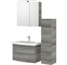 Badezimmerset mit Waschbeckenunterschrank, Spiegelschrank und Hochschrank