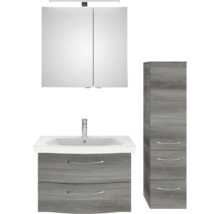 Badezimmerensemble mit Spiegelschrank, Waschbeckenunterschrank und Hochschrank