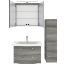 Badezimmer-Set mit Spiegelschrank, Waschbeckenunterschrank und Hochschrank