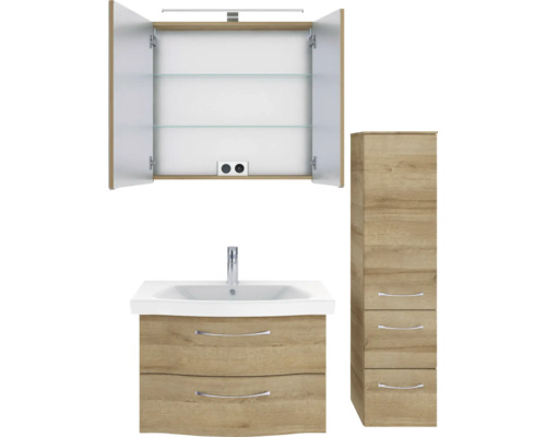 Badezimmer Set mit Waschtisch, Spiegelschrank und Hochschrank