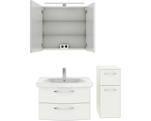 Badezimmermöbel-Set mit Waschbeckenunterschrank, Spiegelschrank und Seitenschrank