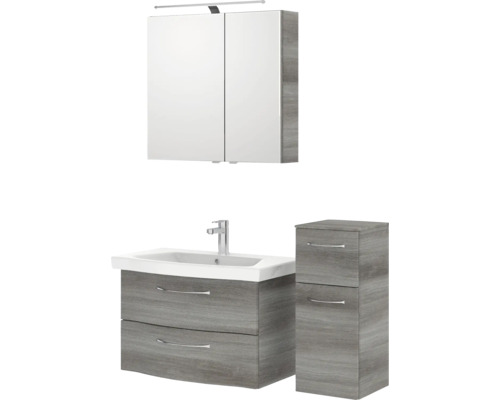 Badezimmer Set mit Waschtisch, Unterschrank, Spiegelschrank und Waschbecken