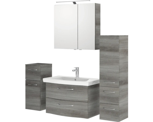 Badezimmer Möbelset mit Waschbecken, Spiegelschrank und Schränken