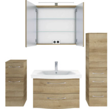 Badezimmermöbelset mit Waschbecken, Spiegelschrank und Hochschränken