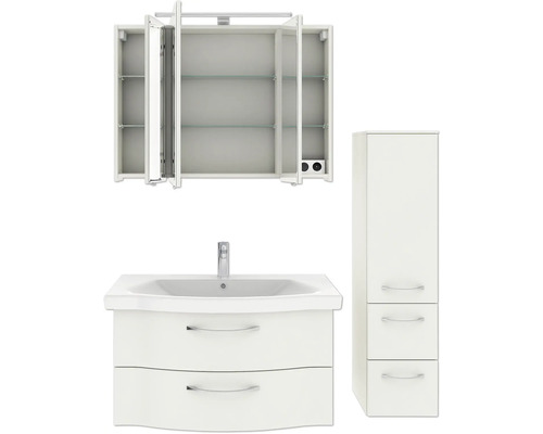 Badmöbel Set mit Spiegelschrank, Waschbeckenunterschrank und Hochschrank