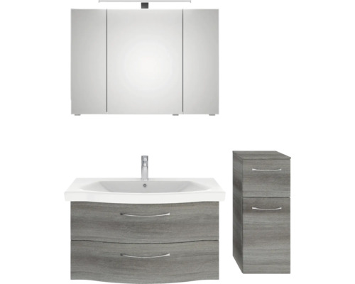 Badezimmerset mit Waschbeckenunterschrank, Spiegelschrank und Hochschrank