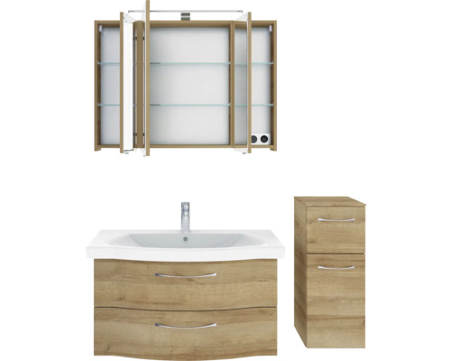 Badezimmer-Set mit Spiegelschrank, Waschtisch und Seitenschrank