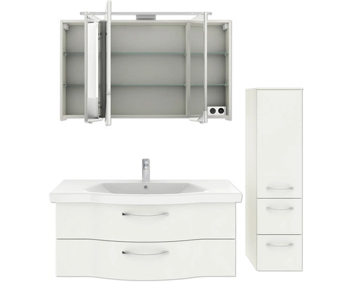 Badmöbelset mit Spiegelschrank, Waschbeckenunterschrank und Hochschrank