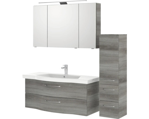 Badezimmerset mit Waschbeckenunterschrank, Spiegelschrank und Hochschrank