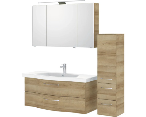 Badmöbelset mit Spiegelschrank, Waschtischunterschrank und Hochschrank