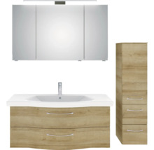 Badezimmerset mit Waschbeckenunterschrank, Spiegelschrank und Hochschrank