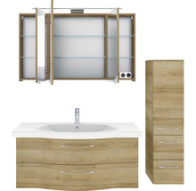 Badmöbel-Set mit Spiegelschrank, Waschbeckenunterschrank und Hochschrank