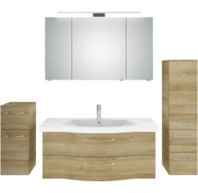 Badezimmer Set mit Spiegelschrank, Waschtisch, Waschbecken und zwei Seitenschränken