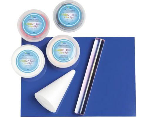Magic Clay Ultra Light Modelliermasse Set mit Rolle und Kegel