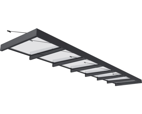 PALRAM-Canopia Rechteckvordach Sophia XL klar 6600x1400x170 mm Alu Pulverbeschichte grau RAL 7016