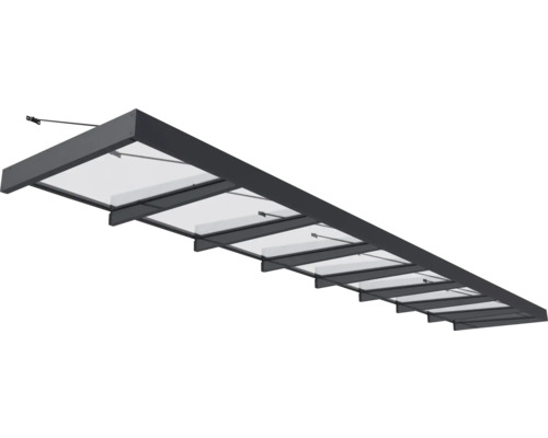 PALRAM-Canopia Rechteckvordach Sophia XL klar 8450x1400x170 mm Alu Pulverbeschichte grau RAL 7016