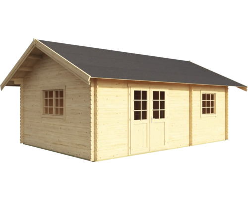 Holzgartenhaus mit Doppeltür und Fenstern