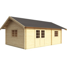 Holzgartenhaus mit Fenstern und Doppeltür