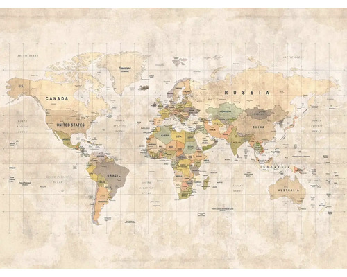 Fototapete Vlies ML3001 World Map C210355 7-tlg. 371 x 280 cm Weltkarte mit Ländergrenzen