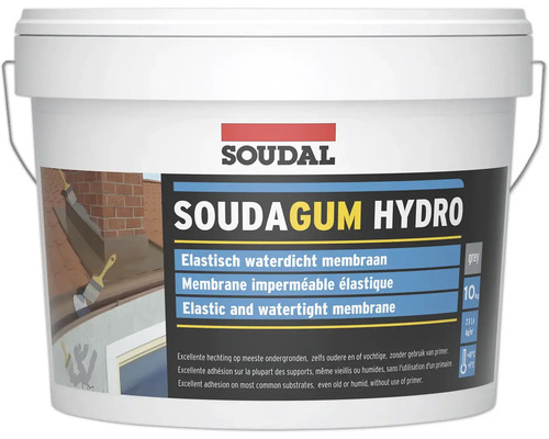 Soudal 1K Soudagum Hydro Kit streichbare Abdichtung grau 10 kg Eimer Soudal Soudagum Hydro, elastische wasserdichte Membran