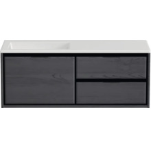 Badmöbel-Set Sanox Loft BxHxT 120,5 (60/60)) x 47 x 45,5 cm Frontfarbe black oak 2-teilig mit Waschtisch Mineralguss Becken links weiß matt ohne Hahnloch