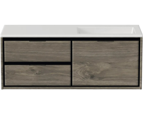 Waschtischunterschrank mit zwei Schubladen und Aufsatzwaschbecken