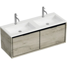 Waschtisch mit zwei Waschbecken und Unterschrank mit zwei Schubladen