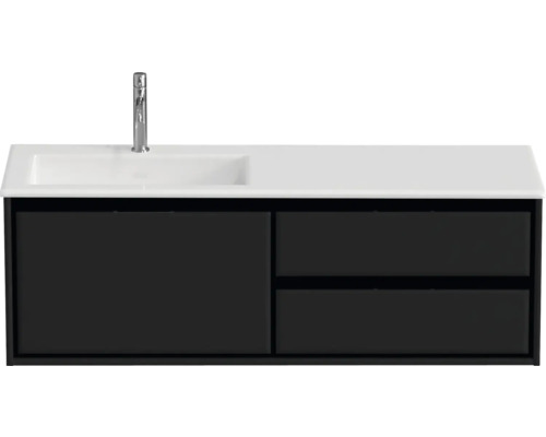 Badmöbel-Set Sanox Loft BxHxT 140,5 x 47 x 45,5 cm Frontfarbe schwarz matt 2-teilig mit Waschtisch Mineralguss Becken links