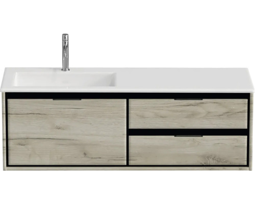 Badmöbel-Set Sanox Loft BxHxT 140,5 x 47 x 45,5 cm Frontfarbe craft oak 2-teilig mit Waschtisch Mineralguss Becken links Badmöbel-Set Sanox Loft BxHxT 140,5 x 47 x 45,5 cm Frontfarbe craft oak 2-teilig mit Waschtisch Mineralguss Becken links