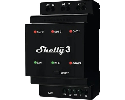 Shelly Pro 3 - Relais max. 48A 3 Phasen 3 Kanäle DIN WLAN LAN Bluetooth