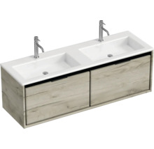 Waschtisch mit zwei Waschbecken und Unterschrank mit zwei Schubladen