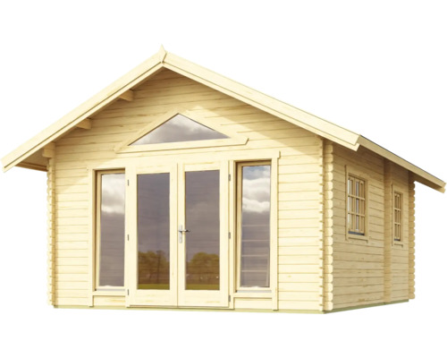 Holzgartenhaus mit Doppeltür und Fenstern