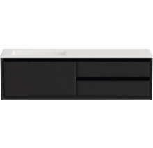 Badmöbel-Set Sanox Loft BxHxT 160,5 x 47 x 45,5 cm Frontfarbe schwarz matt 2-teilig mit Waschtisch Mineralguss Becken links weiß matt ohne Hahnloch-thumb-0