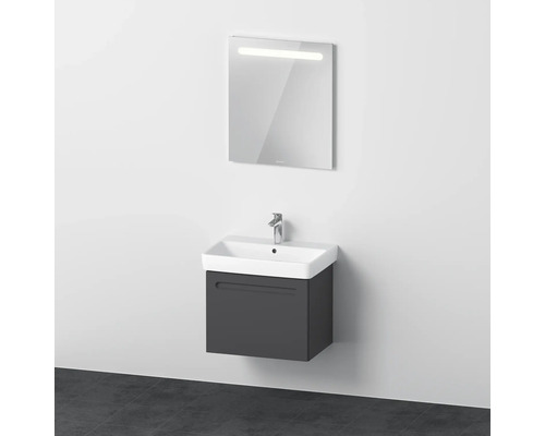 Badmöbel-Set DURAVIT No.1 BxHxT 65 x 200 x 45 cm Frontfarbe graphit mit Waschtisch weiß und Waschtischunterschrank mit Innenschubkasten Spiegel mit LED-Beleuchtung N10166049490000