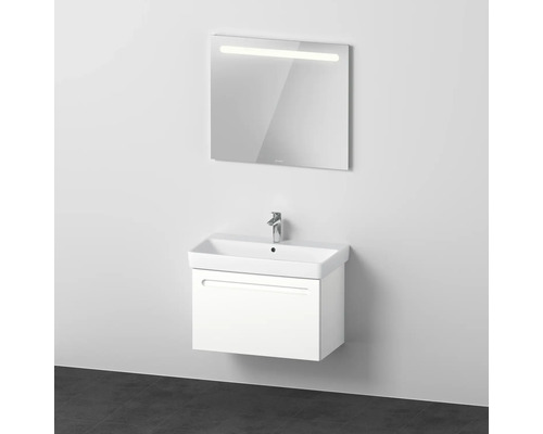 Badmöbel-Set DURAVIT No.1 BxHxT 80 x 200 x 45 cm Frontfarbe weiß mit Waschtisch weiß und Waschtischunterschrank mit Innenschubkasten Spiegel mit LED-Beleuchtung N10168018180000 Waschtisch mit Unterschrank und beleuchtetem Spiegel für das Badezimmer