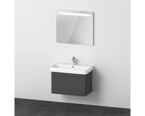 Badmöbel-Set DURAVIT No.1 BxHxT 80 x 200 x 45 cm Frontfarbe graphit mit Waschtisch weiß und Waschtischunterschrank mit Innenschubkasten Spiegel mit LED-Beleuchtung N10168049490000