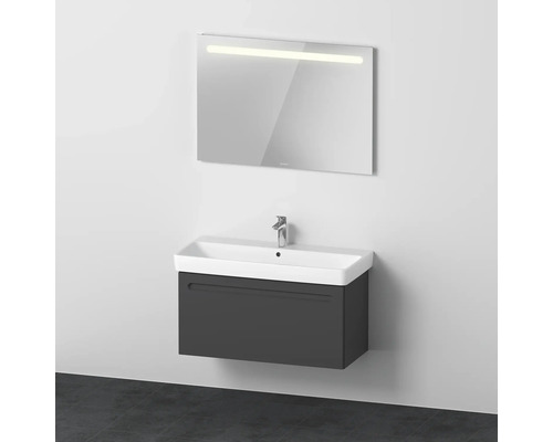 Badmöbel-Set DURAVIT No.1 BxHxT 100 x 200 x 45 cm Frontfarbe graphit mit Waschtisch weiß und Waschtischunterschrank Spiegel mit LED-Beleuchtung N10183049490000