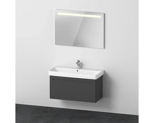 Badmöbel-Set DURAVIT No.1 BxHxT 100 x 200 x 45 cm Frontfarbe graphit mit Waschtisch weiß und Waschtischunterschrank Spiegel mit LED-Beleuchtung N10183049490000 Badezimmer mit Waschbeckenunterschrank, Aufsatzwaschbecken und Spiegel mit Beleuchtung