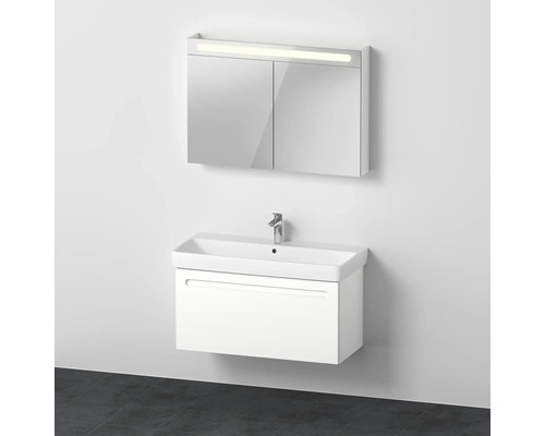 Badmöbel-Set DURAVIT No.1 BxHxT 100 x 200 x 45 cm Frontfarbe weiß mit Waschtisch weiß und Waschtischunterschrank Spiegelschrank mit LED-Beleuchtung N10184018180000