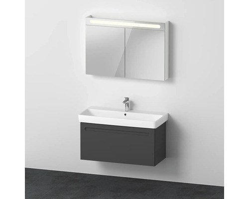 Badmöbel-Set DURAVIT No.1 BxHxT 100 x 200 x 45 cm Frontfarbe graphit mit Waschtisch weiß und Waschtischunterschrank Spiegelschrank mit LED-Beleuchtung N10184049490000