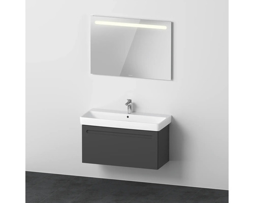 Badmöbel-Set DURAVIT No.1 BxHxT 100 x 200 x 45 cm Frontfarbe graphit mit Waschtisch weiß und Waschtischunterschrank Spiegel mit LED-Beleuchtung N10185049490000