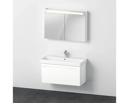 Badmöbel-Set DURAVIT No.1 BxHxT 100 x 200 x 45 cm Frontfarbe weiß mit Waschtisch weiß und Waschtischunterschrank Spiegelschrank mit LED-Beleuchtung N10186018180000 Badezimmer Waschbeckenunterschrank mit Spiegelschrank und Beleuchtung