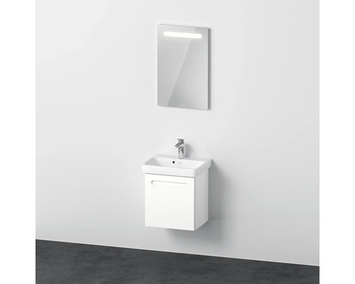 Badmöbel-Set DURAVIT No.1 BxHxT 50 x 200 x 39 cm Frontfarbe weiß mit Waschtisch weiß und Waschtischunterschrank Türanschlag rechts Spiegel mit LED-Beleuchtung N10151R18180000 Badezimmer mit Waschtisch inklusive Unterschrank und beleuchtetem Spiegel