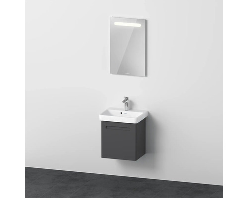 Badmöbel-Set DURAVIT No.1 BxHxT 50 x 200 x 39 cm Frontfarbe graphit mit Waschtisch weiß und Waschtischunterschrank Türanschlag links Spiegel mit LED-Beleuchtung N10151L49490000