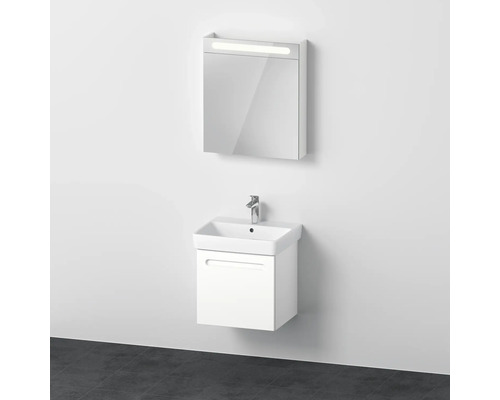 Badmöbel-Set DURAVIT No.1 BxHxT 55 x 200 x 45 cm Frontfarbe weiß mit Waschtisch weiß und Waschtischunterschrank Türanschlag links Spiegelschrank mit LED-Beleuchtung N10153L18180000 Badezimmer Waschtischkombination mit Spiegelschrank und Beleuchtung