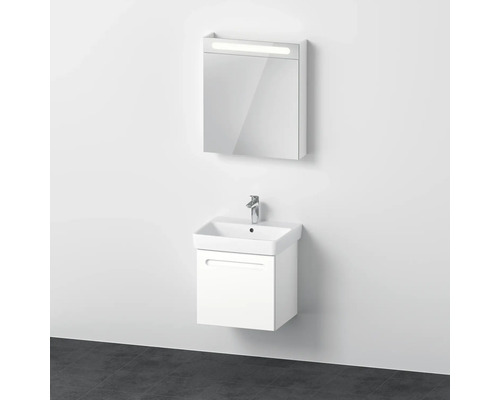 Badmöbel-Set DURAVIT No.1 BxHxT 60 x 200 x 45 cm Frontfarbe weiß mit Waschtisch weiß und Waschtischunterschrank mit Innenschubkasten Spiegelschrank rechts mit LED-Beleuchtung N10163R18180000